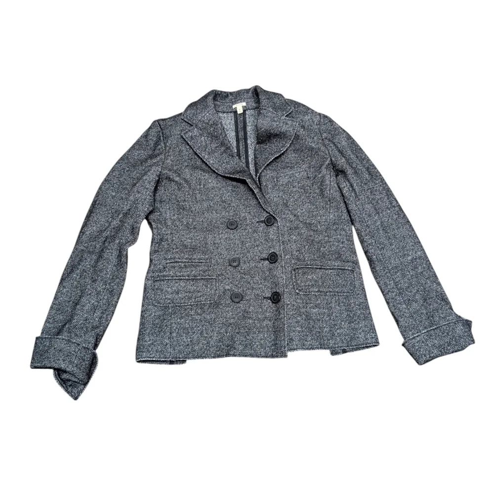 J. Crew Gray Double-Breasted Wool Jacket Women's Size 2
